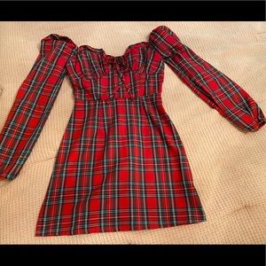 Asos plaid balconette dress in XS